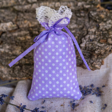 Levendulás zsák - apró pöttyös mintával
